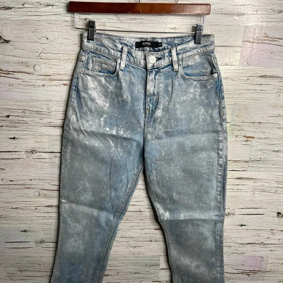 Hudson high rise straight holly jeans size 26 sparkly silver  blue - Picture 3 of 9